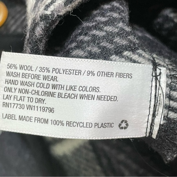 Wool blend plaid tartan checkered cropped poncho shawl jacket topper S - Picture 16 of 17